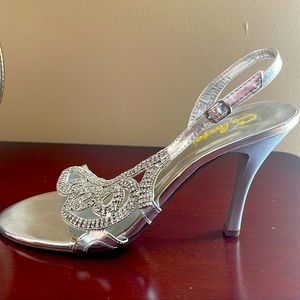 Silver Slingback Celeste Heels